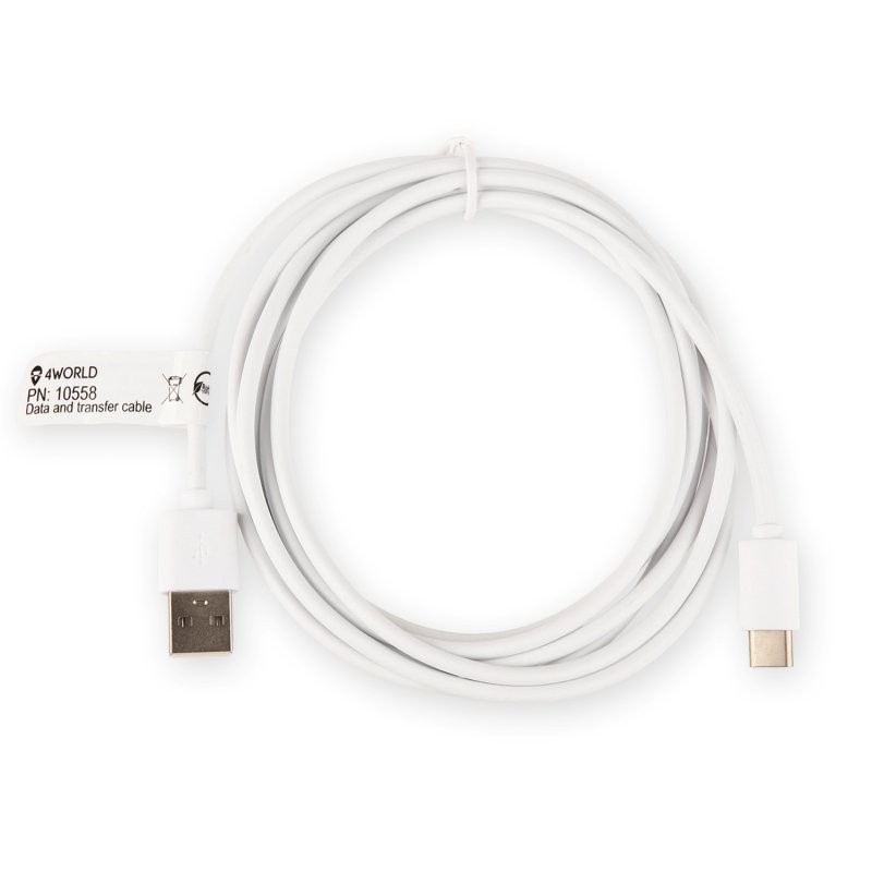 4World Kabel USB C - USB 2.0 AM 2.0m White - obrázek č. 2