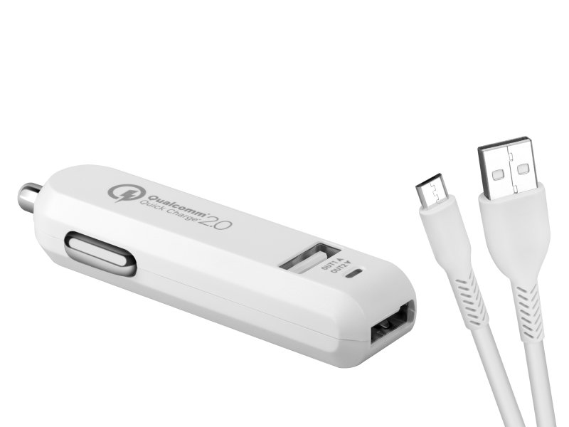 AVACOM CarMAX 2 nabíječka do auta 2x Qualcomm Quick Charge 2.0, bílá barva (micro USB kabel) - obrázek produktu