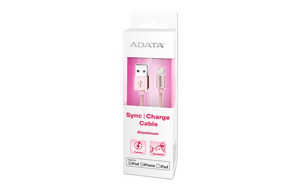 ADATA Lightning kabel MFi kovově růžový pletený - obrázek produktu
