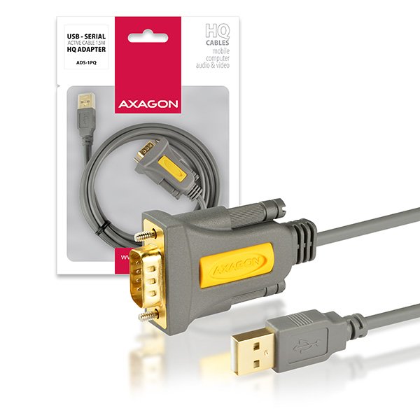 AXAGON ADS-1PQ, USB2.0 - sériový RS232 DB9 FTDI adaptér /  kabel 1,5m - obrázek produktu