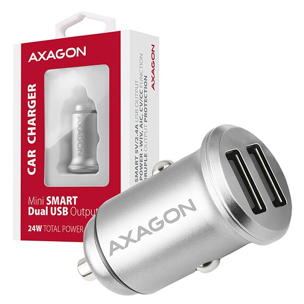AXAGON PWC-5V4, mini SMART nabíječka do auta, 2x port 5V-2.4A + 2.4A, 24W - obrázek produktu