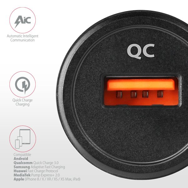 AXAGON PWC-QC, QUICK nabíječka do auta, 1x port QC3.0/ AFC/ FCP/ PE+/ SMART, 19.5W - obrázek produktu