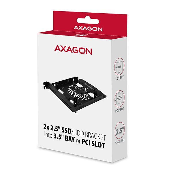 AXAGON RHD-P25, hliníkový rámeček pro 2x 2.5" HDD/ SSD do 3.5" pozice nebo PCI záslepky - obrázek č. 9