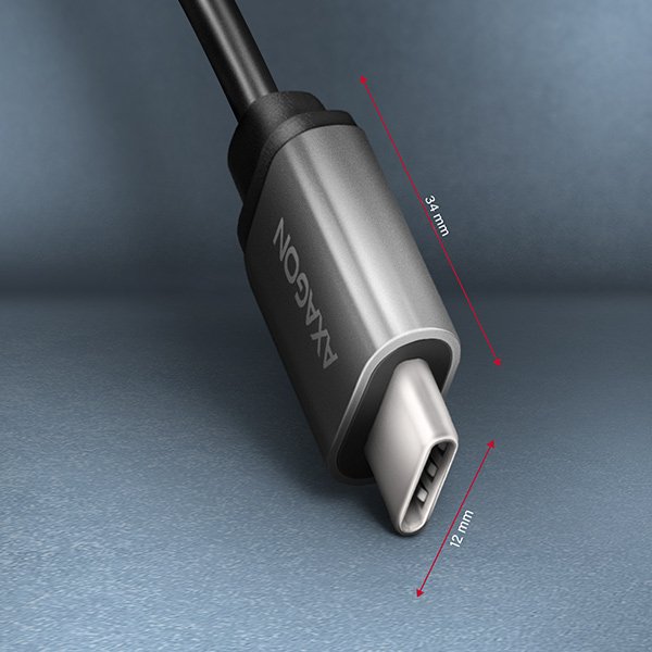 AXAGON RUCM-AFAC, kabelová redukce USB-C (M) <-> USB-A (F), 20cm, USB 3.2 Gen 1, 3A, ALU - obrázek č. 6