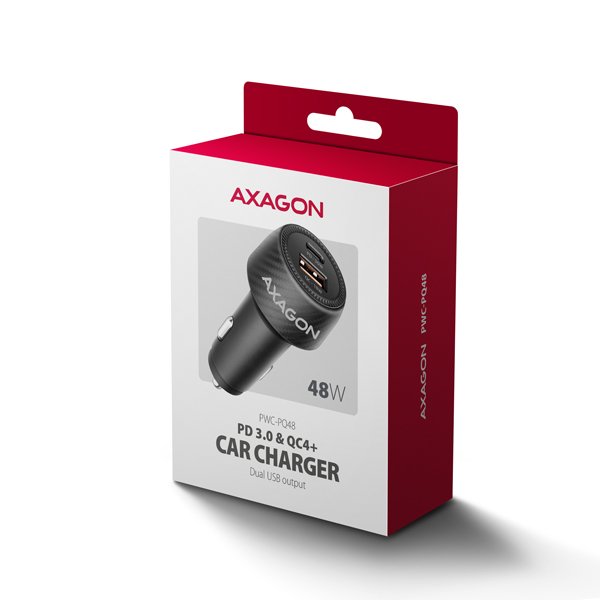 AXAGON PWC-PQ48 nabíječka do auta 48W, USB-A + USB-C, PD3.0 / PPS / QC4+ / SFC / Apple - obrázek č. 2