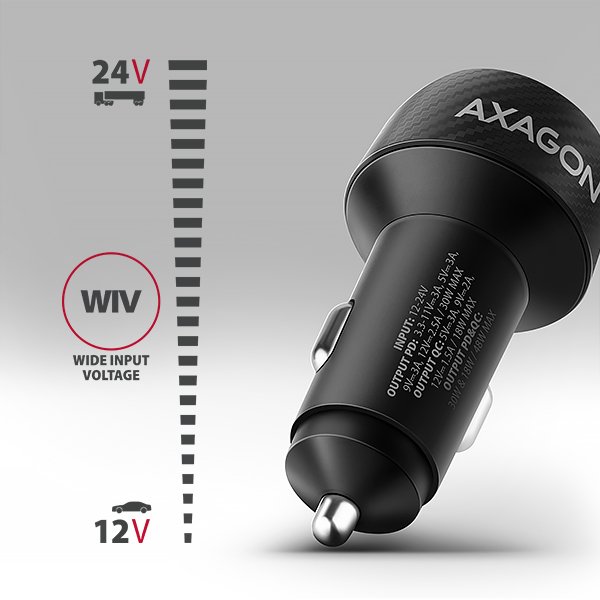AXAGON PWC-PQ48 nabíječka do auta 48W, USB-A + USB-C, PD3.0 / PPS / QC4+ / SFC / Apple - obrázek č. 3