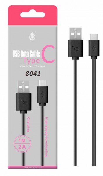 Datový a nabíjecí kabel PLUS, USB-C, délka 1m, 2A, USB 2.0, (8041), černý - obrázek produktu