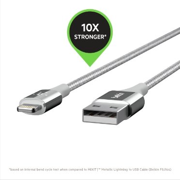 BELKIN MIXIT KEVLAR Lightning - USB Cable, silver, 1,2m - obrázek č. 3
