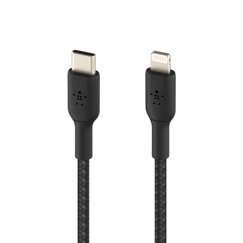 BELKIN kabel oplétaný USB-C - Lightning, 1m, černý - obrázek č. 1