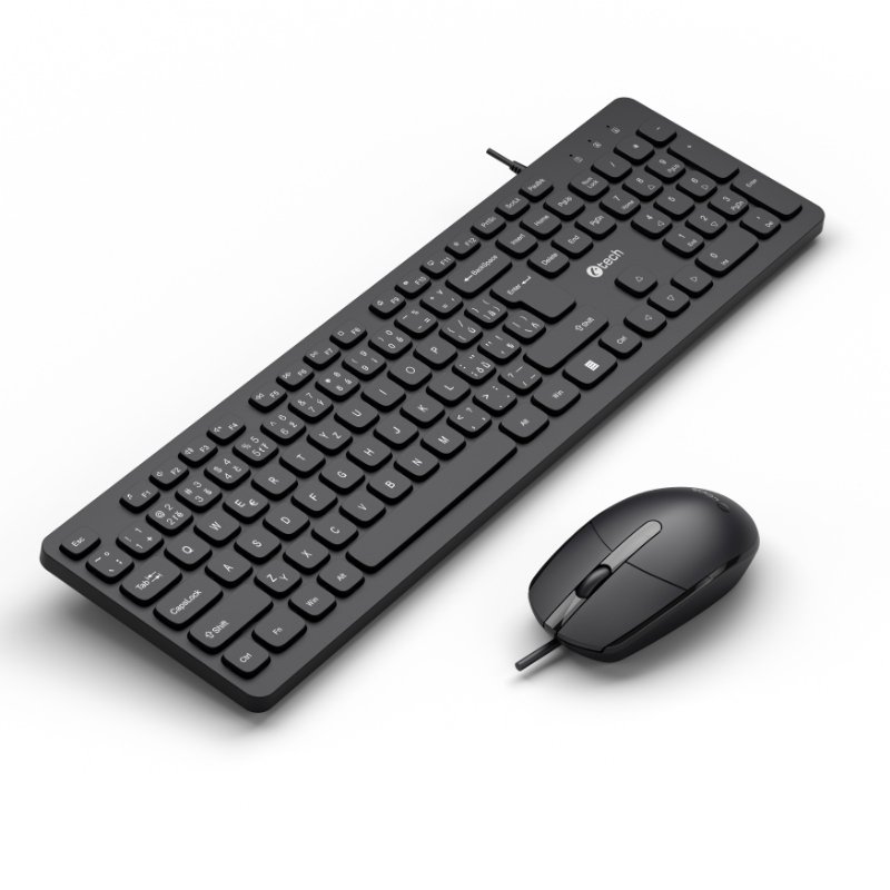Klávesnice C-TECH KBM-105, drátový combo set s myší, USB, CZ / SK - obrázek č. 3