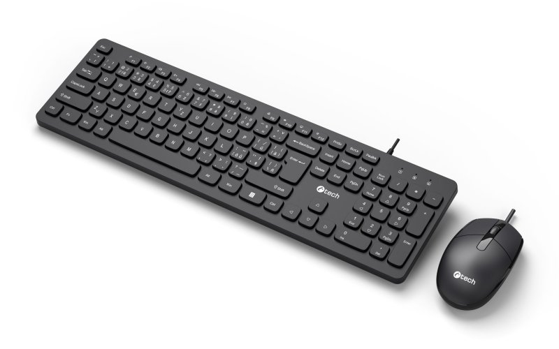Klávesnice C-TECH KBM-105, drátový combo set s myší, USB, CZ / SK - obrázek č. 1