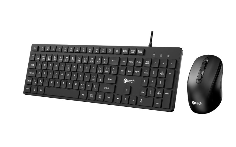 Klávesnice C-TECH KBM-108, drátový combo set s myší, multimediální, USB, CZ / SK - obrázek č. 1