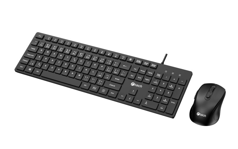 Klávesnice C-TECH KBM-108, drátový combo set s myší, multimediální, USB, CZ / SK - obrázek č. 2