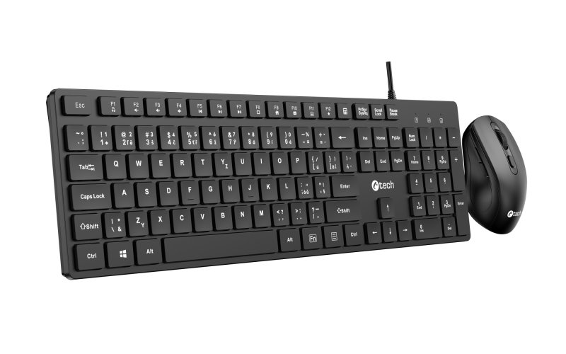 Klávesnice C-TECH KBM-108, drátový combo set s myší, multimediální, USB, CZ / SK - obrázek č. 4