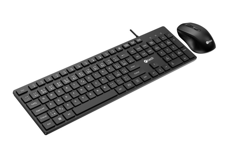 Klávesnice C-TECH KBM-108, drátový combo set s myší, multimediální, USB, CZ / SK - obrázek č. 3