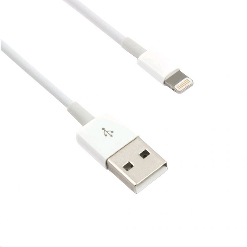 Kabel C-TECH USB 2.0 Lightning (IP5 a vyšší) nabíjecí a synchronizační kabel, 1m, bílý - obrázek produktu