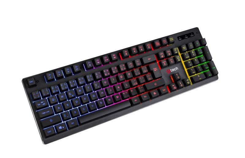 Polomechanická herní klávesnice C-TECH Iris (GKB-08), casual gaming, CZ/ SK, duhové podsvícení, USB - obrázek produktu