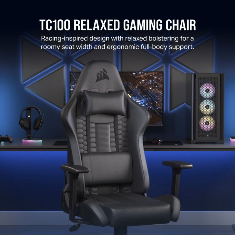 CORSAIR gaming chair TC100 RELAXED Leatherette black - obrázek č. 2