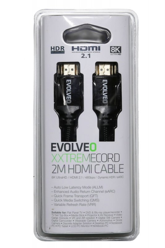 EVOLVEO XXtremeCord, kabel HDMI 2.1, délka 3 metry, podpora 8K ULTRA HD, 4K, 2K a FHD, 48Gbps šířka - obrázek č. 4