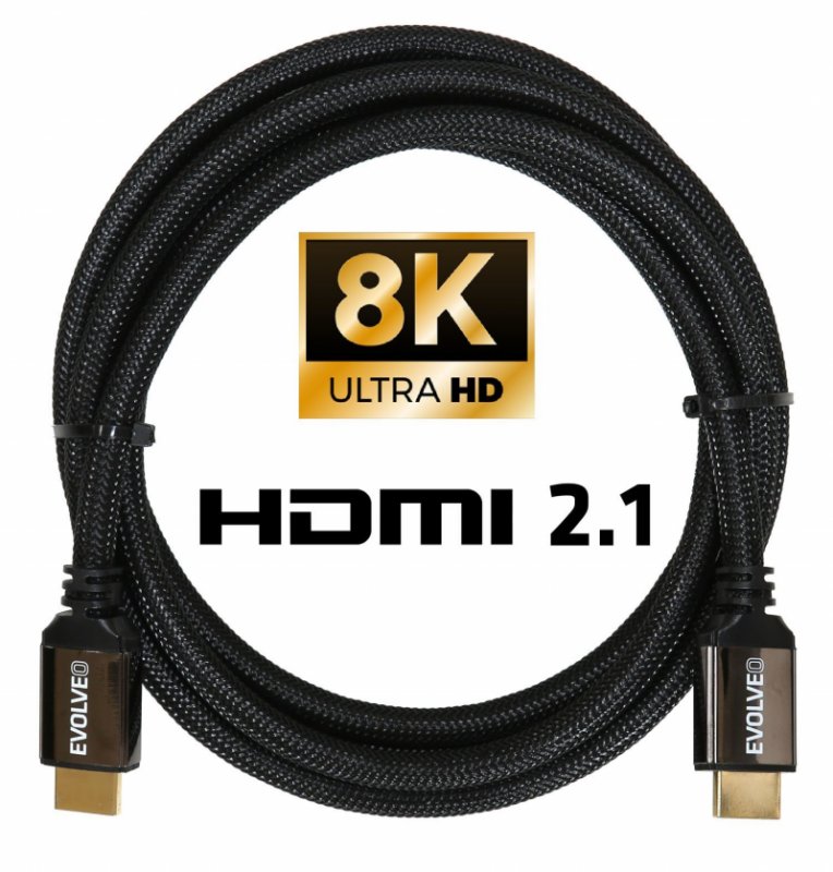 EVOLVEO XXtremeCord, kabel HDMI 2.1, délka 3 metry, podpora 8K ULTRA HD, 4K, 2K a FHD, 48Gbps šířka - obrázek produktu
