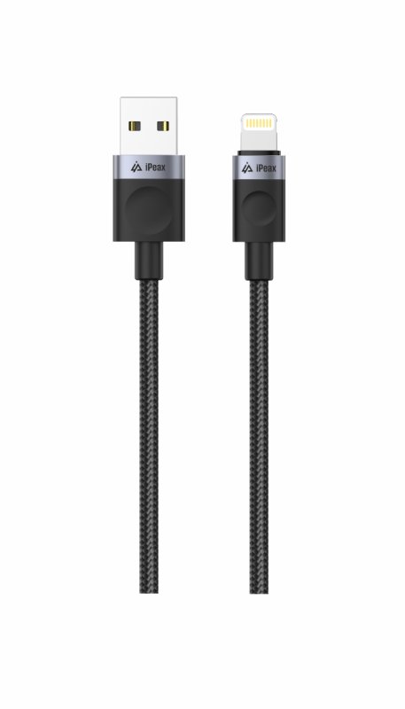 TEXTILNÍ KABEL USB-A / LIGHTNING 1,5M, USB 2.0 ČERNÝ - obrázek č. 1