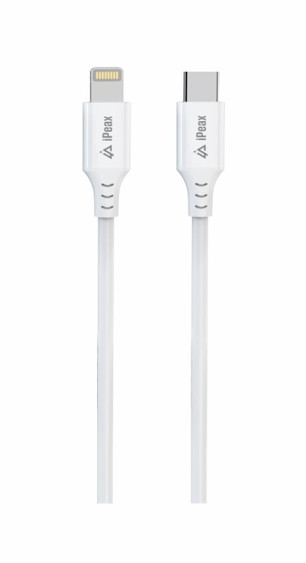 TPU KABEL USB-C  /  LIGHTNING 1,5M, USB 2.0 BÍLÝ - obrázek č. 1