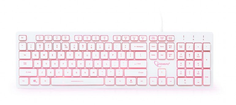Gembird klávesnice drátová bílá, 3 barvy podsvícení - obrázek č. 2
