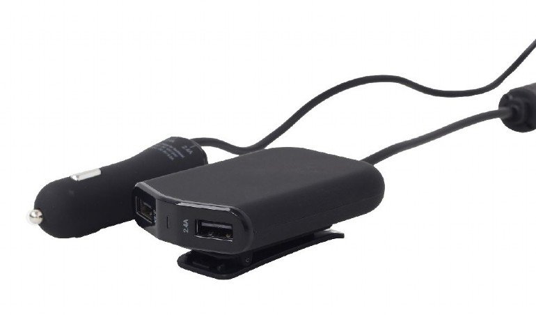 GEMBIRD 4-port front and back seat car charger, 9.6 A, black - obrázek č. 1