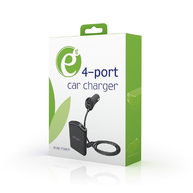 GEMBIRD 4-port front and back seat car charger, 9.6 A, black - obrázek č. 2