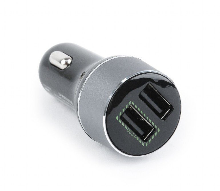 USB autonabíječka Gembird, 2xUSB,2,1A, Quick Ch. - obrázek produktu