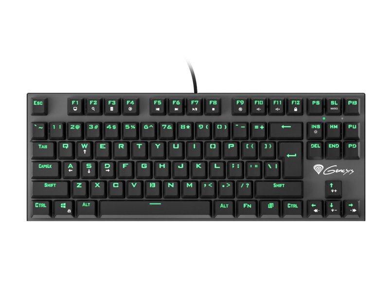 Genesis herní mechanická klávesnice THOR 300/ Green light/ Outemu Blue/ Drátová USB/ US layout/ Černá - obrázek produktu