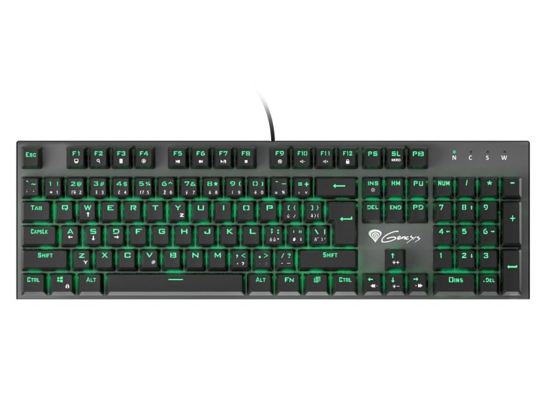 Mechanická klávesnice Genesis Thor 300, CZ/ SK layout, zelené podsvícení, Outemu Blue switch - obrázek produktu