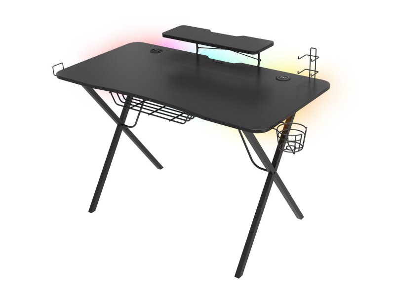Genesis Holm 300 RGB - herní stůl s RGB podsvícením, 3xUSB 3.0, bezdrátová nabíječka mobilů - obrázek produktu