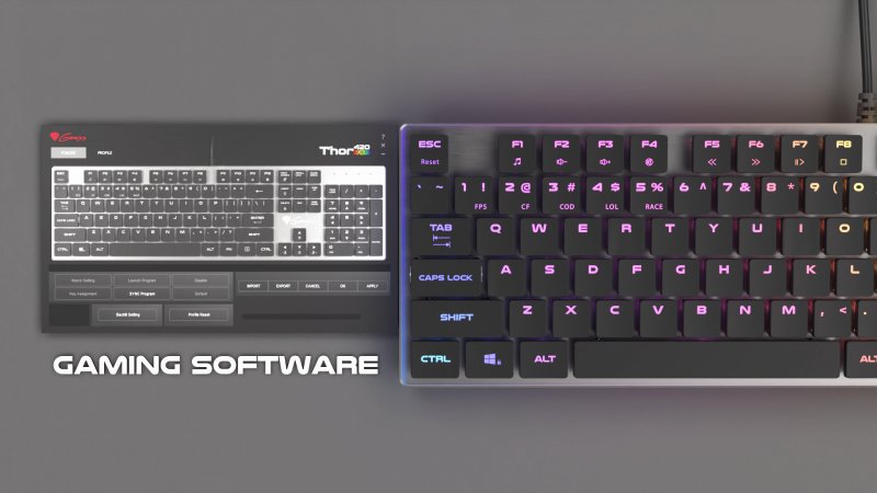 Genesis herní mechanická klávesnice THOR 420/ RGB/ Content Slim Blue/ Drátová USB/ US layout/ Šedá - obrázek č. 3