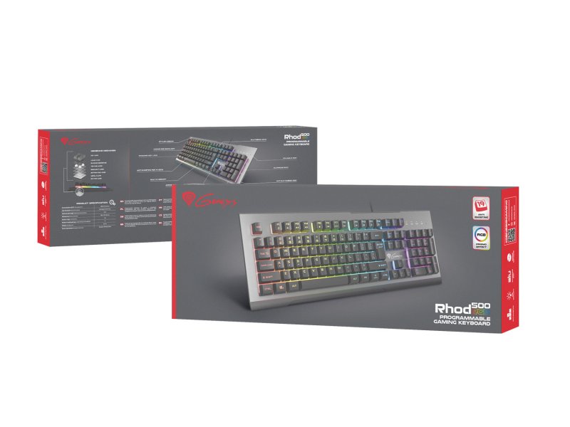 Herní klávesnice Genesis Rhod 500 RGB, US layout, 6-zónové RGB podsvícení - obrázek č. 2