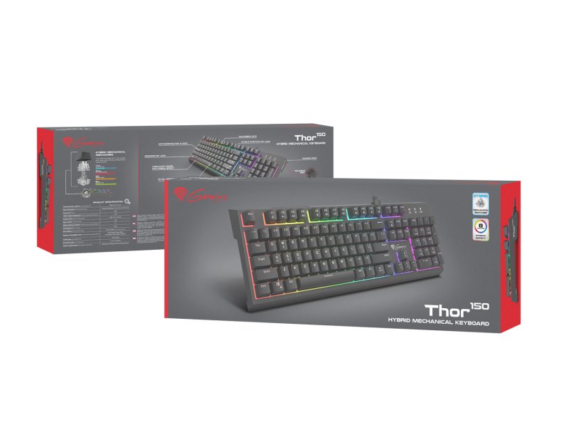 Genesis herní klávesnice THOR 150/ RGB/ Drátová USB/ US layout/ Černá - obrázek č. 1