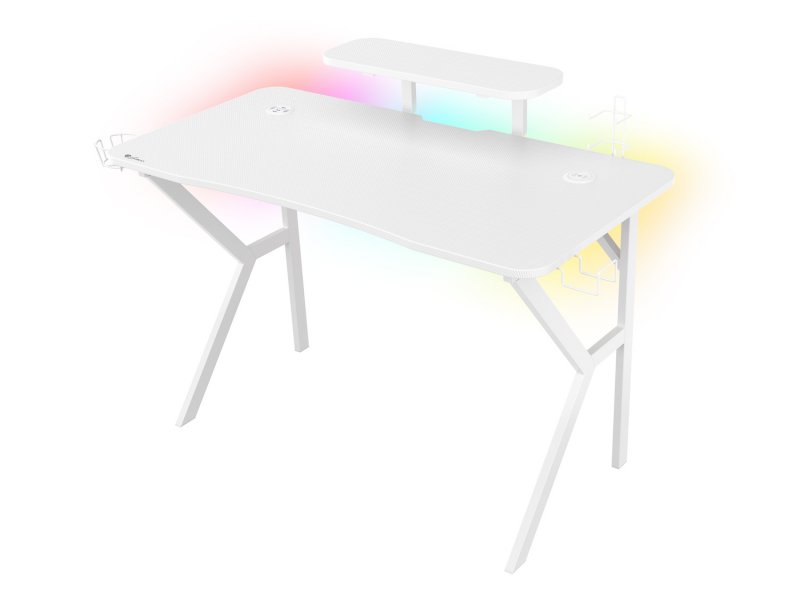 Genesis herní stůl Holm 320, RGB podsvícení, bílý, 120x60cm, 3xUSB 3.0, bezdrátová nabíječka - obrázek č. 10