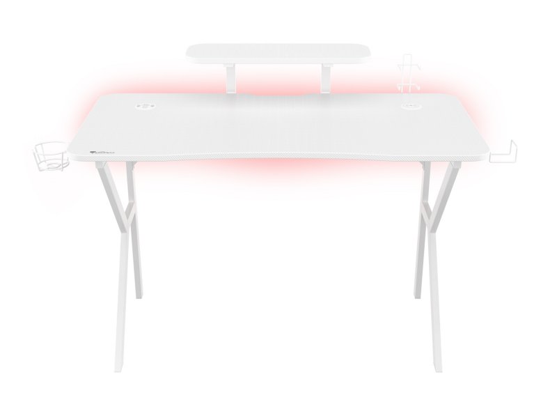 Genesis herní stůl Holm 320, RGB podsvícení, bílý, 120x60cm, 3xUSB 3.0, bezdrátová nabíječka - obrázek č. 12