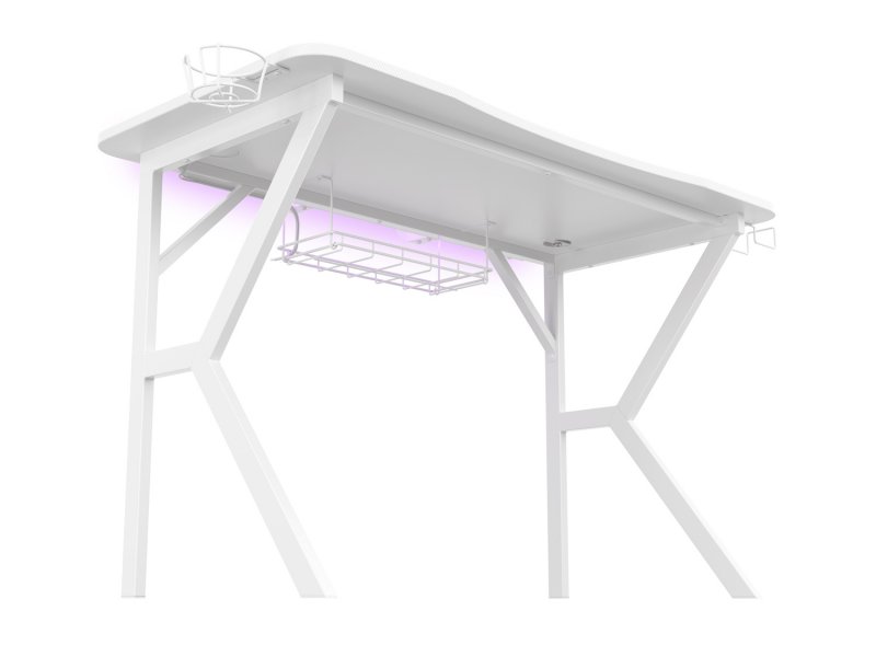 Genesis herní stůl Holm 320, RGB podsvícení, bílý, 120x60cm, 3xUSB 3.0, bezdrátová nabíječka - obrázek č. 5
