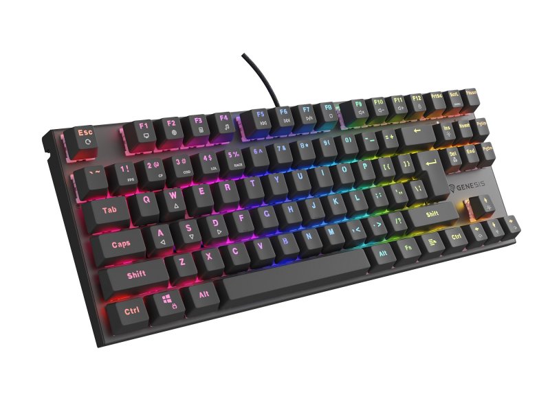 Genesis herní mechanická klávesnice THOR 303/ TKL/ RGB/ Outemu Peach Silent/ Drátová USB/ US layout/ Černá - obrázek č. 1