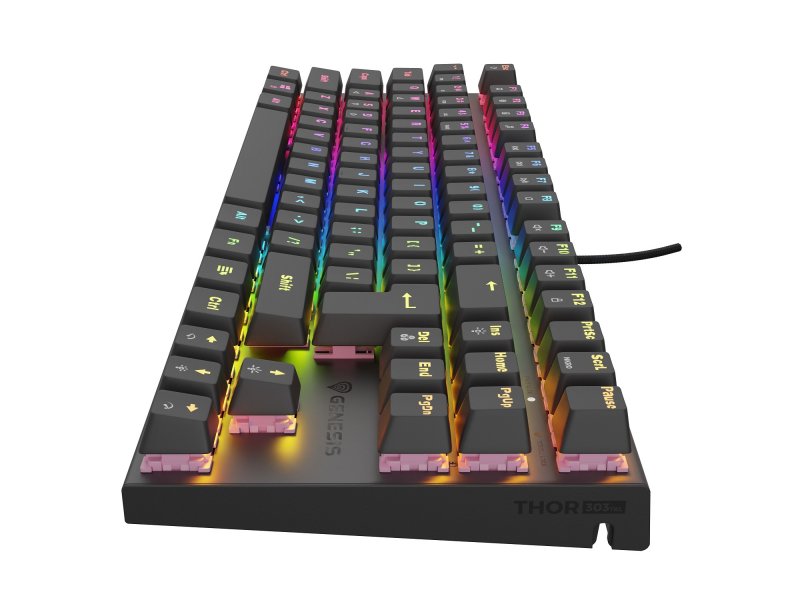 Genesis herní mechanická klávesnice THOR 303/ TKL/ RGB/ Outemu Peach Silent/ Drátová USB/ US layout/ Černá - obrázek č. 2