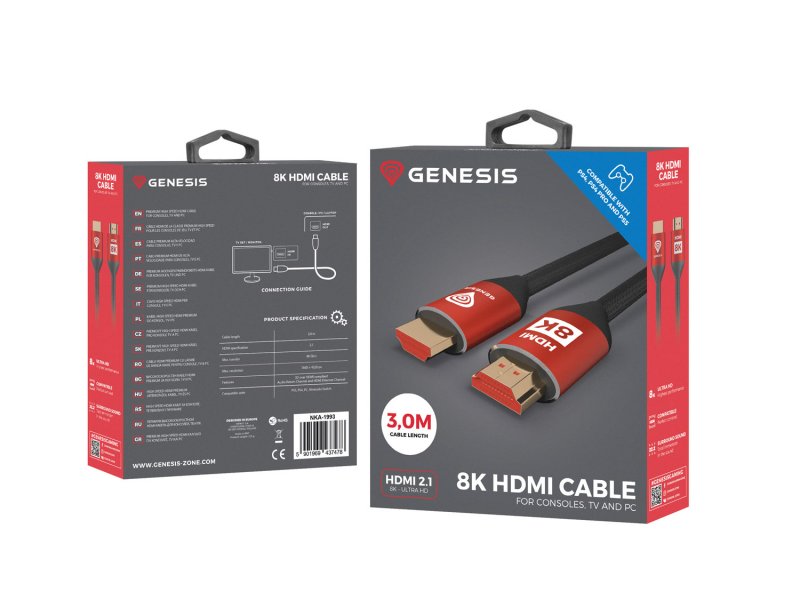 Genesis kabel HDMI M/ M V2.1 3M 8K pro PS5/ PS4 - obrázek č. 1