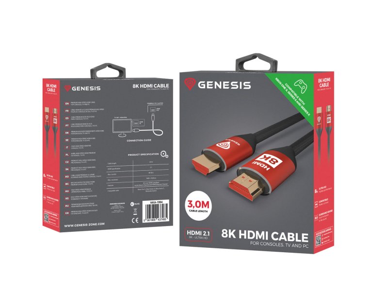 Genesis kabel HDMI M/ M V2.1 3M 8K pro XBOX X/ S - obrázek č. 1