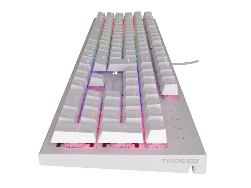 Genesis herní mechanická klávesnice THOR 303/ RGB/ Outemu Peach Silent/ Drátová USB/ US layout/ Bílá - obrázek č. 2