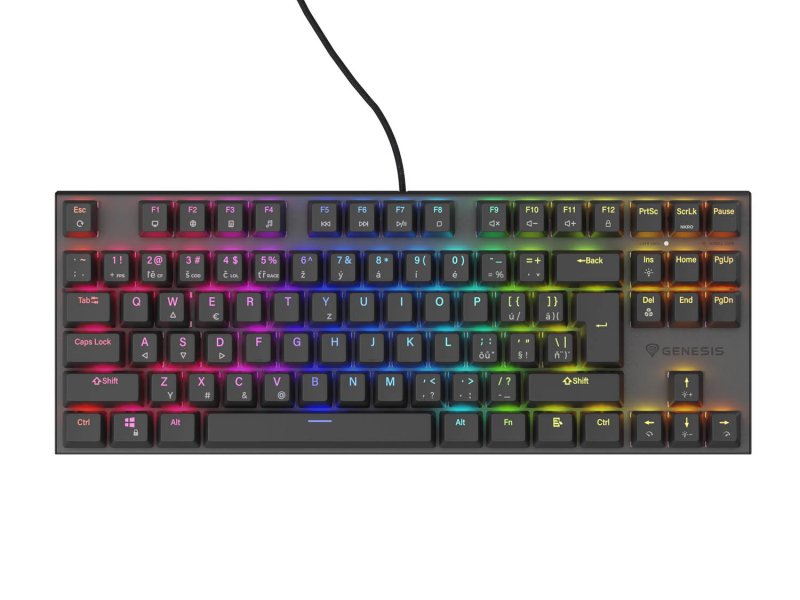 Genesis tichá herní klávesnice THOR 303/ TKL/ RGB/ Outemu Peach/ Drátová USB/ CZ-SK layout/ Černá - obrázek produktu