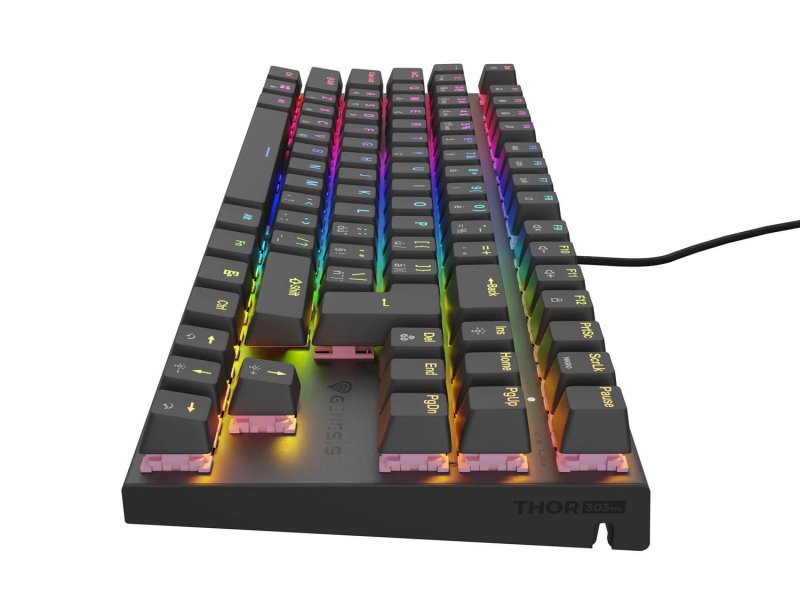 Genesis tichá herní klávesnice THOR 303/ TKL/ RGB/ Outemu Peach/ Drátová USB/ CZ-SK layout/ Černá - obrázek č. 2