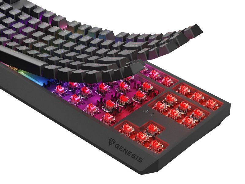 GENESIS herní klávesnice THOR 230/ TKL/ RGB/ Outemu Red/ Bezdrátová USB + Bluetooth/ US layout/ Černá - obrázek č. 3