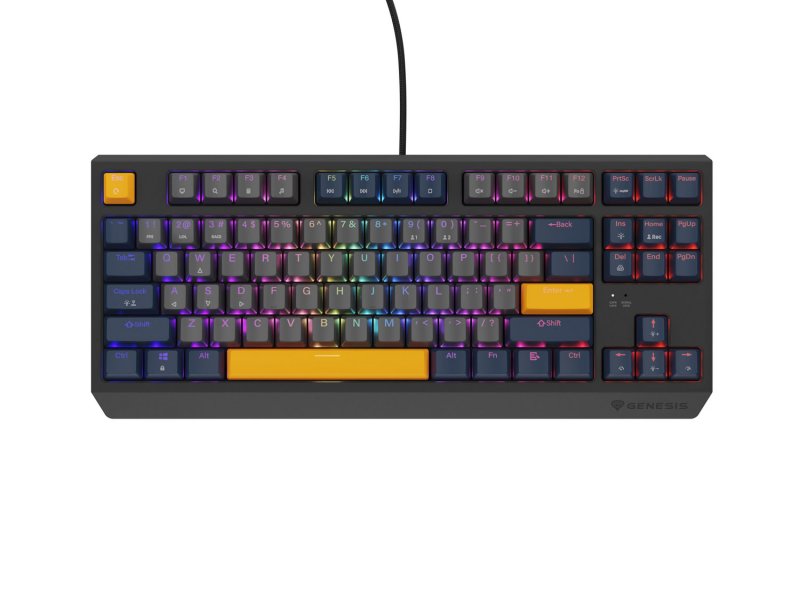 GENESIS herní klávesnice THOR 230/ TKL/ RGB/ Outemu Panda/ Drátová USB/ US layout/ Naval Blue Negative - obrázek produktu