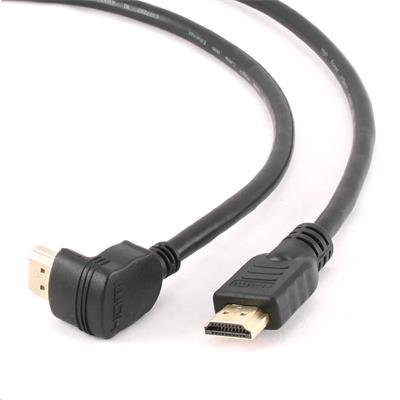 GEMBIRD Kabel HDMI-HDMI M/ M 3m, 1.4, M/ M stíněný, zlacené kontakty, 90° lomený, černý - obrázek produktu