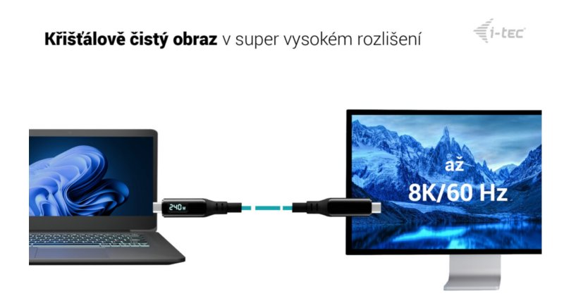 i-tec Thunderbolt 4 / USB4 Class Pro Cable 240W s LCD (40Gbps, 150cm) - obrázek č. 5